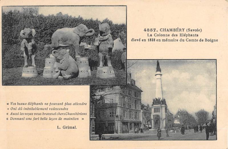 Carte postale ancienne Chambery - La Colonne Des Elephants à Chambéry