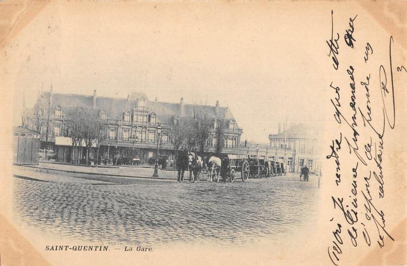 Carte postale ancienne Saint Quentin - La Gare à Saint-Quentin