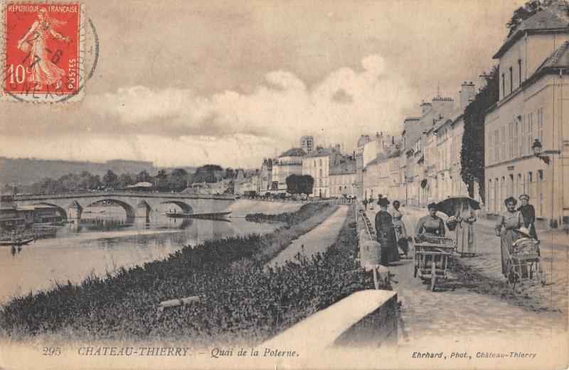 Carte postale ancienne Chateau Thierry - Quai De La Poterne à Château-Thierry