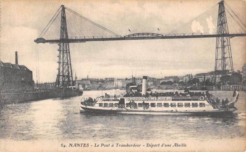 Carte postale ancienne Nantes - Le Pont A Transbordeur - Depart D'Une Abeille à Nantes