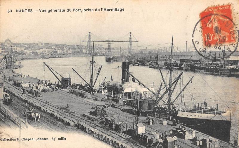 Carte postale ancienne Nantes - Vue Generale Du Port Prise De L'Hermitage à Nantes