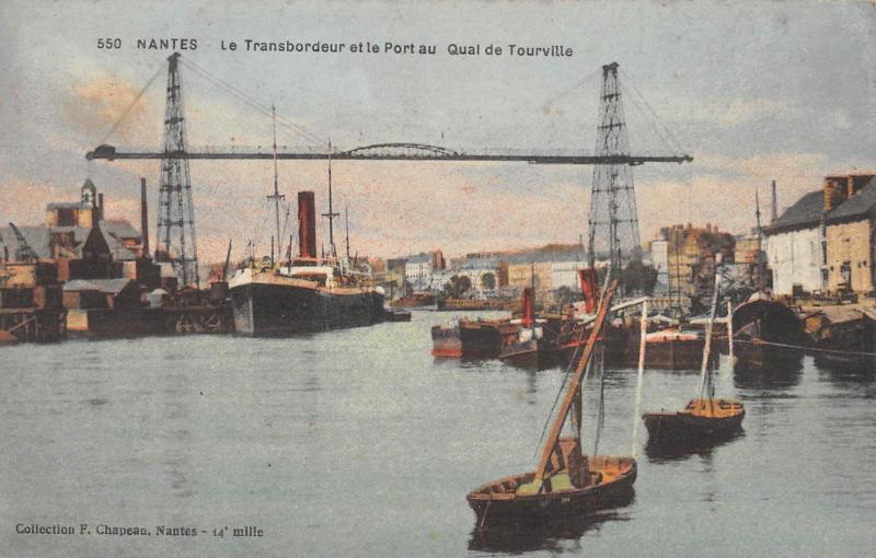 Carte postale ancienne Nantes - Le Transbordeur Et Le Port Au Quai De Tourville à Nantes