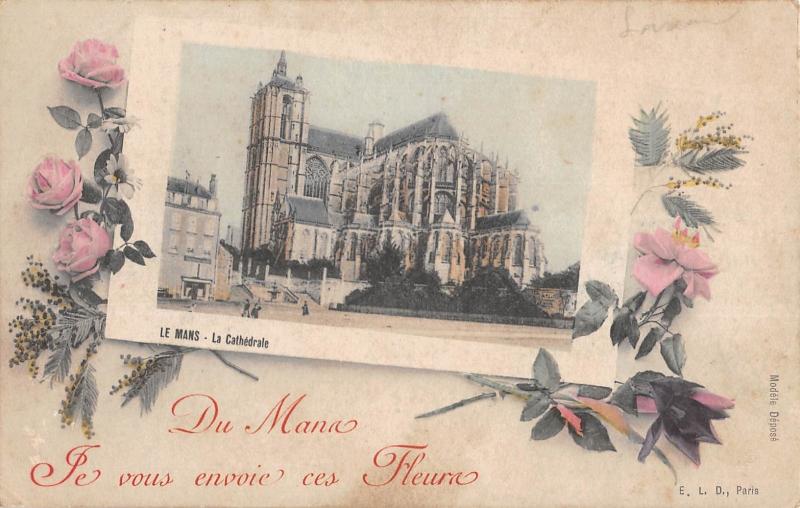 Carte postale ancienne Du Mans Je Vous Envoie Ces Fleurs