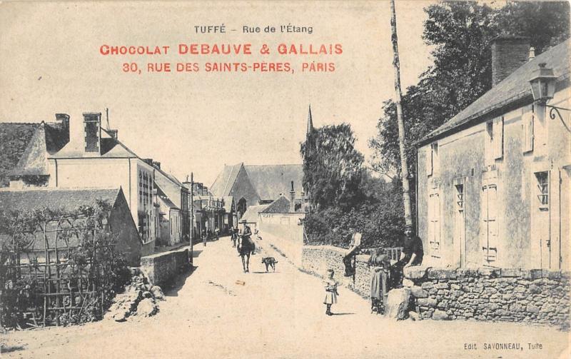 Carte postale ancienne Tuffe - Rue De L'Etang - Cpa Publicitaire