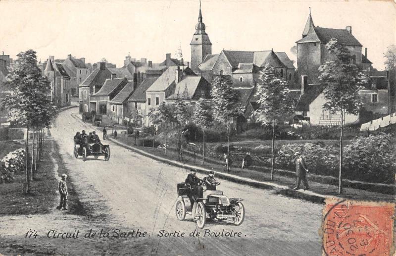 Carte postale ancienne Circuit De La Sarthe - Sortie De Bouloire - Voiture à Bouloire
