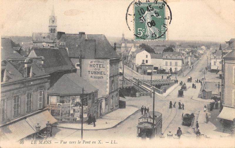 Carte postale ancienne Le Mans - Vue Vers Le Pont En X au Mans