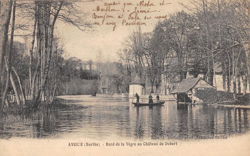 Carte postale ancienne Avoise - Bord De La Vegre Au Chateau De Dobert à Avoise
