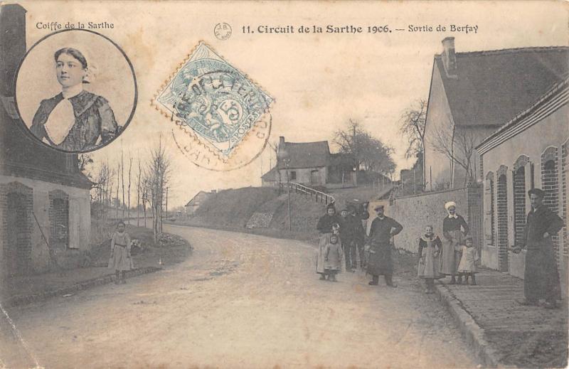 Carte postale ancienne Circuit De La Sarthe 1906  - Sortie De Berfay à Berfay