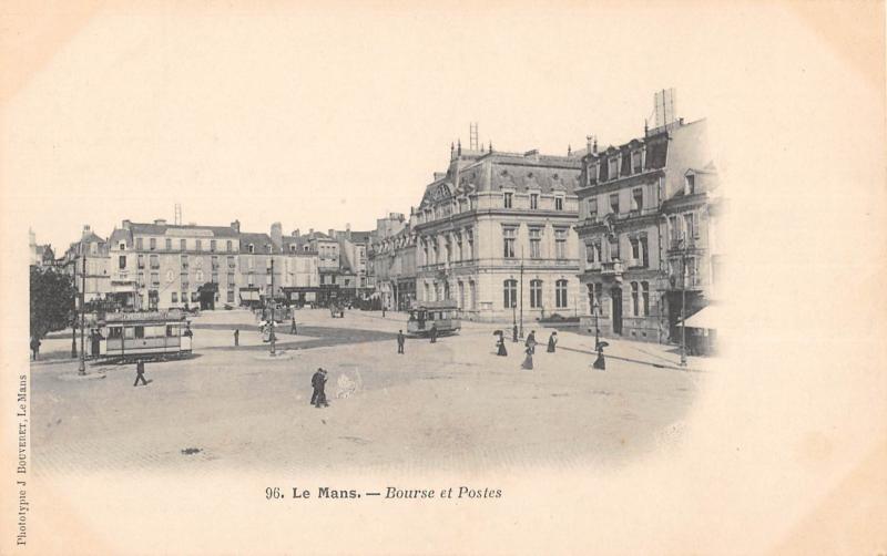 Carte postale ancienne Le Mans - Bourse Et Postes au Mans