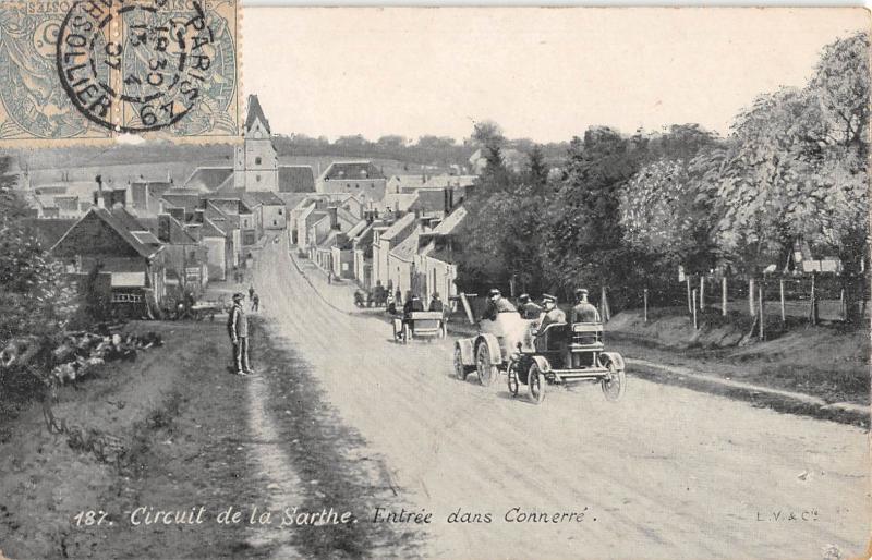 Carte postale ancienne Circuit De La Sarthe - Entree Dans Connere  - Voiture