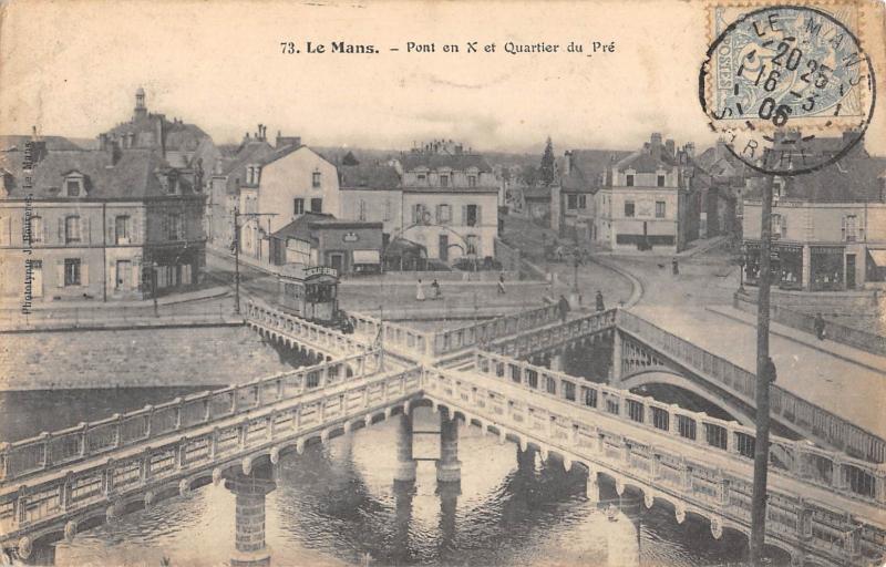 Carte postale ancienne Le Mans - Pont En X Et Quartier Du Pre au Mans
