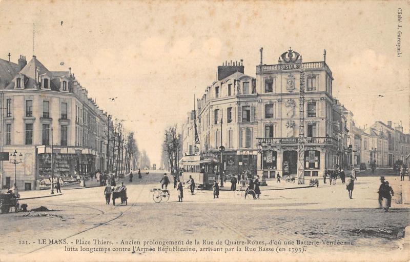 Carte postale ancienne Le Mans - Place Thiers - Ancien Prolongement De La Rue De Quatre Roues au Mans