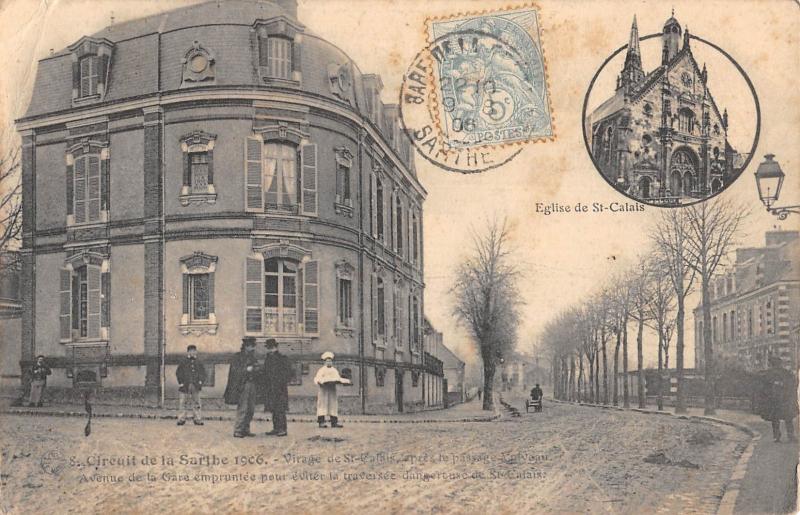 Carte postale ancienne Circuit De La Sarthe - Virage De Saint Calais Apres Le Passage A Niveau à Saint-Calais