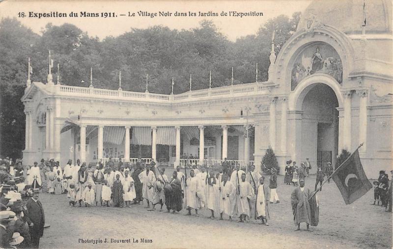 Carte postale ancienne Exposition Du Mans 1911 - Le Village Noir Dans Les Jardins De L'Expositio