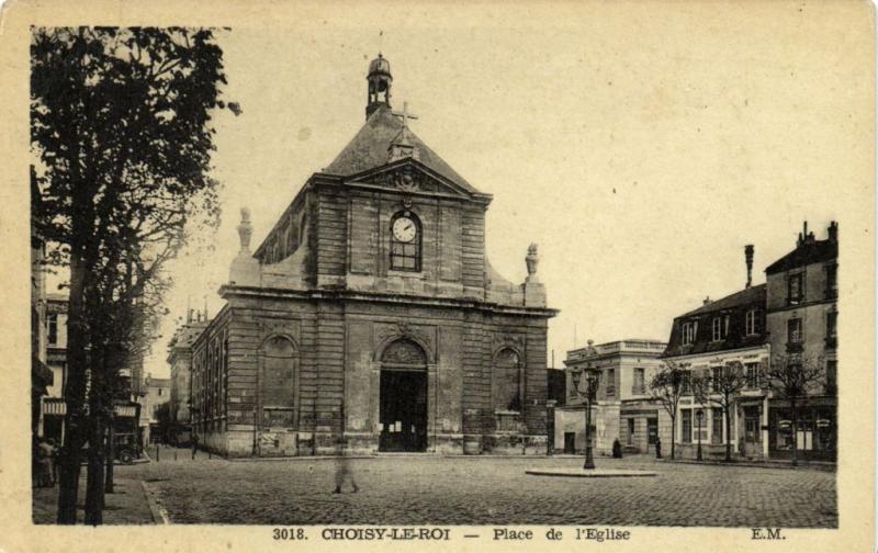 Carte postale ancienne Choisy Le Roi-Place de l'Eglise à Choisy-le-Roi