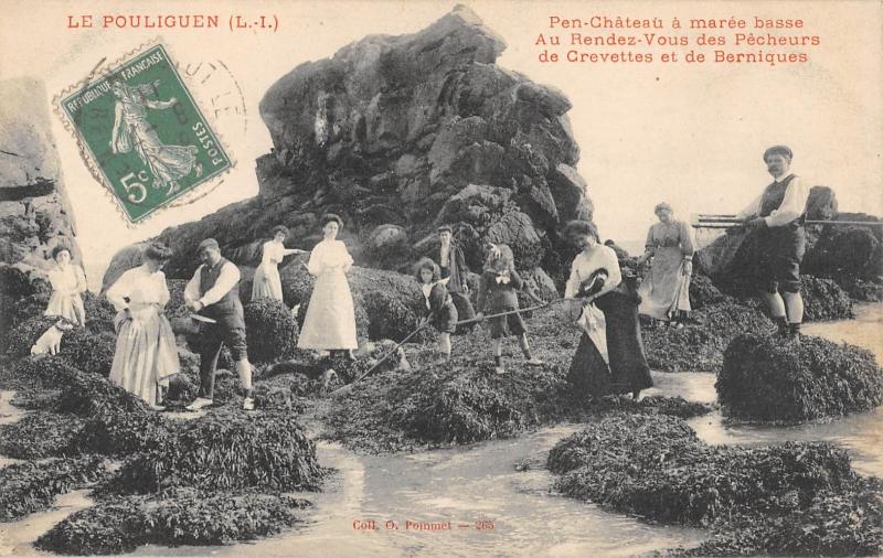 Carte postale ancienne Le Pouliguen - Pecn Chateau A Maree Basse au Pouliguen