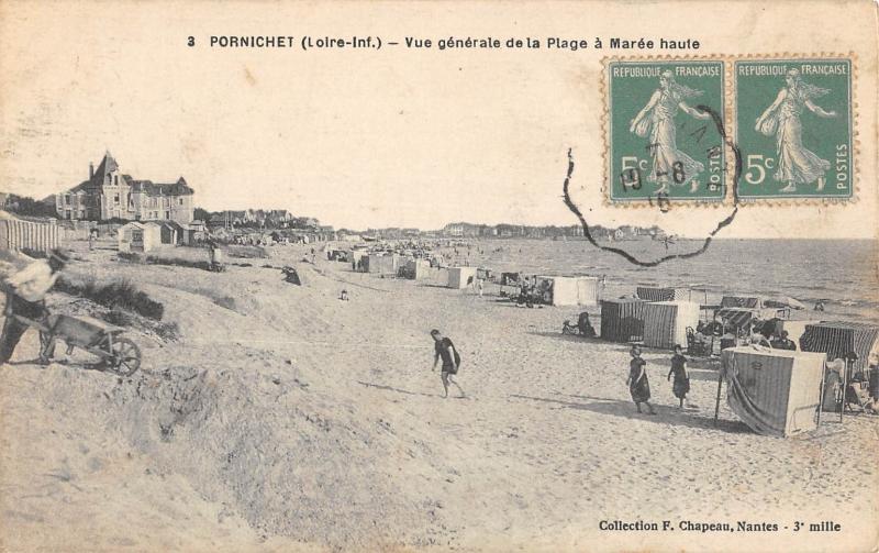 Carte postale ancienne Pornichet - Vue Generale De La Plage A Maree Haute à Pornichet
