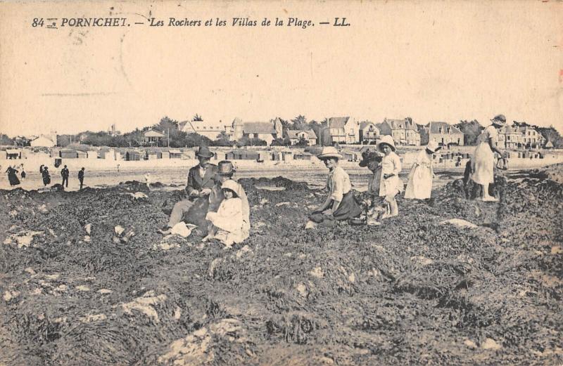 Carte postale ancienne Pornichet - Les Rochers Et Les Villas De La Plage à Pornichet