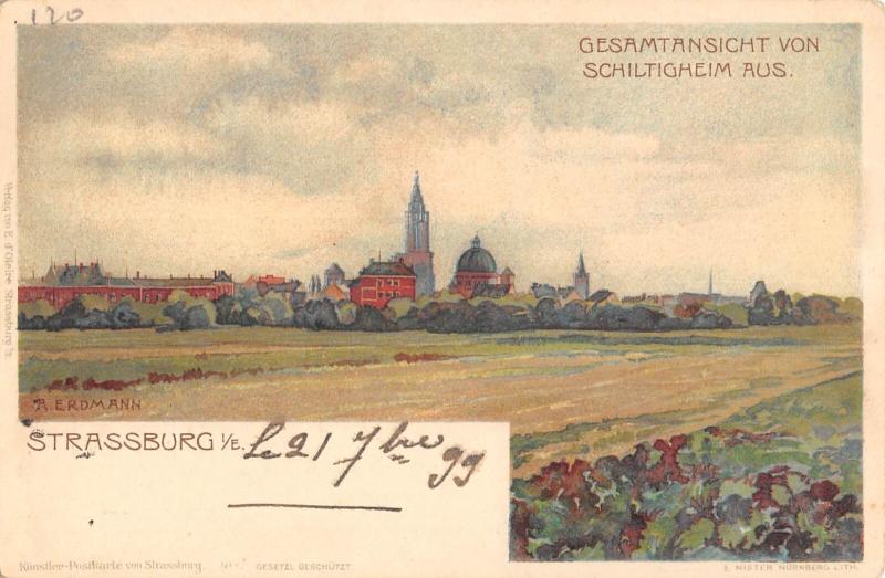 Carte postale ancienne Gesamtansicht Von Schiltigheim - Cpa Illustrateur - Annee 1899 - A.erdman à Schiltigheim