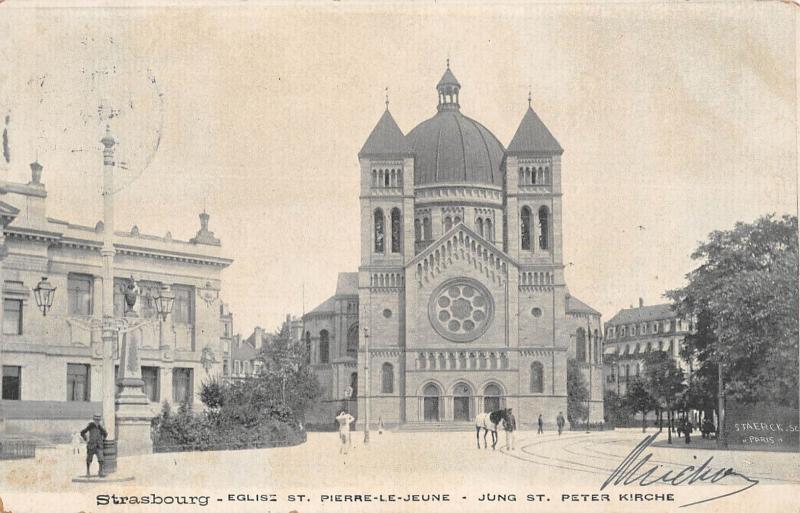 Carte postale ancienne Strasbourg - Eglise Saint Pierre Le Jeune à Strasbourg