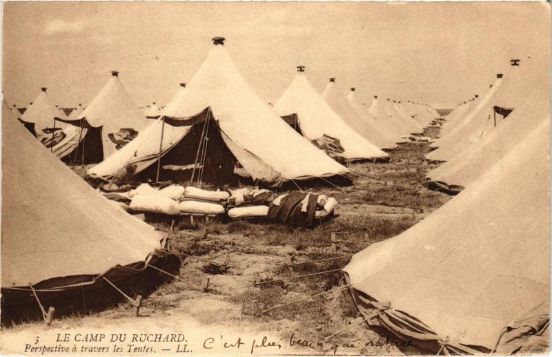 Carte postale ancienne Camp du Ruchard perspective les tentes