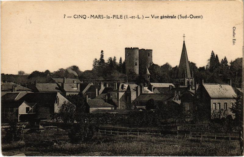 Carte postale ancienne Cinq Mars la Pile vue generale à Cinq-Mars-la-Pile
