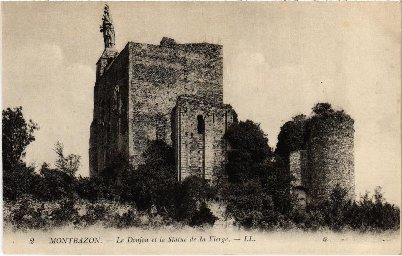 Carte postale ancienne Montbazon le Donjon Statue de la Vierge à Montbazon