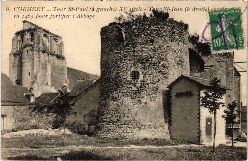 Carte postale ancienne Cormery Tour Saint-Paul à Cormery