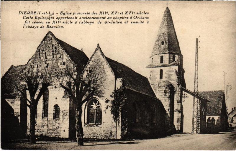 Carte postale ancienne Dierre eglise à Dierre