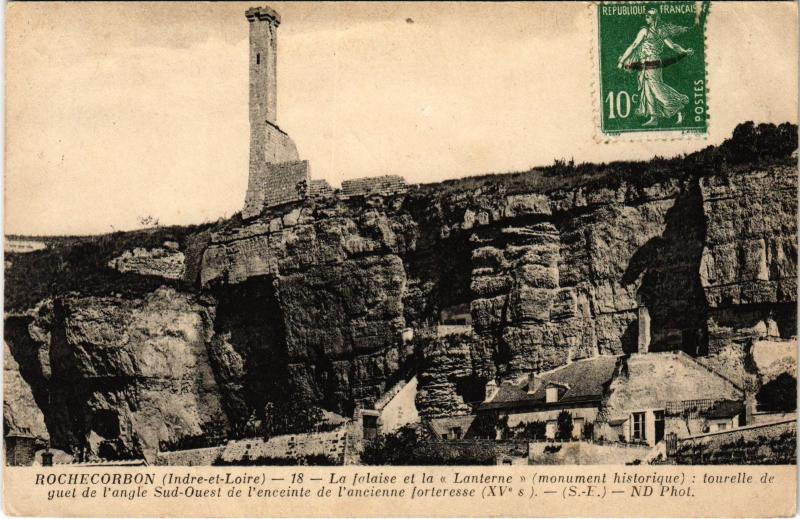 Carte postale ancienne Rochecorbon la falaise et la Lanterne à Rochecorbon