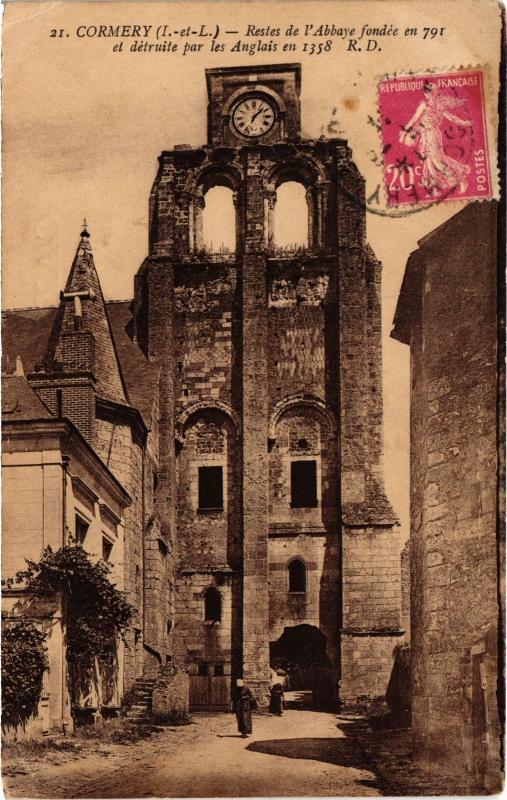 Carte postale ancienne Cormery Restes de l'Abbaye à Cormery