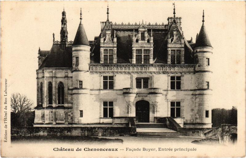 Carte postale ancienne Chenonceaux le chateau entree principale à Chenonceaux