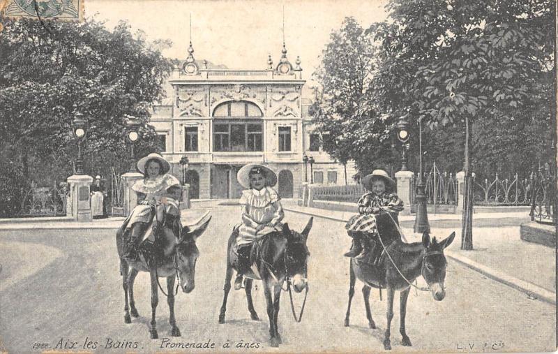 Carte postale ancienne Aix Les Bains - Promeande A Anes à Aix-les-Bains