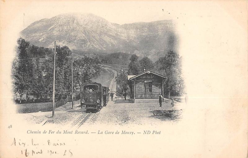 Carte postale ancienne Chemin De Fer Du Mont Revard - La Gare De Mouxy  - Train à Mouxy