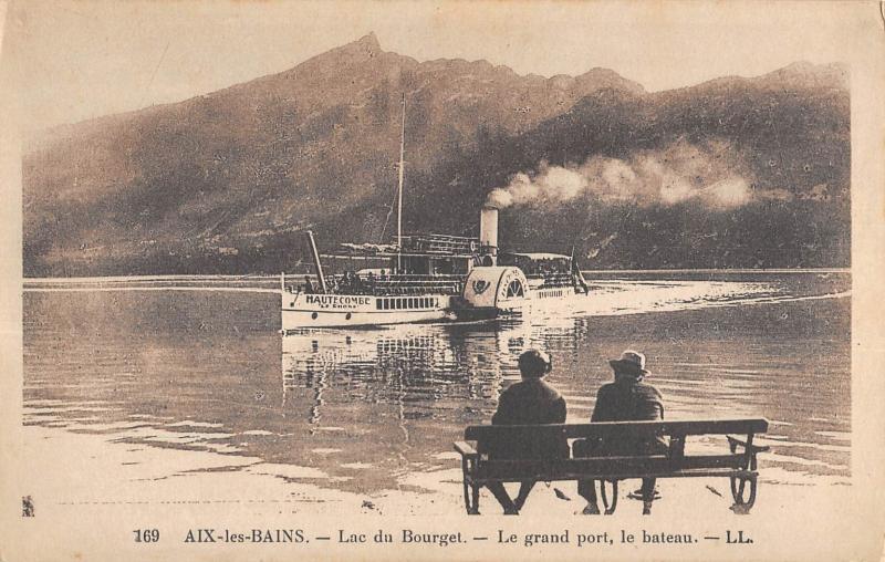 Carte postale ancienne Aix Les Bains - Lac Du Bourget - Le Grand Port - Le Bateau à Aix-les-Bains