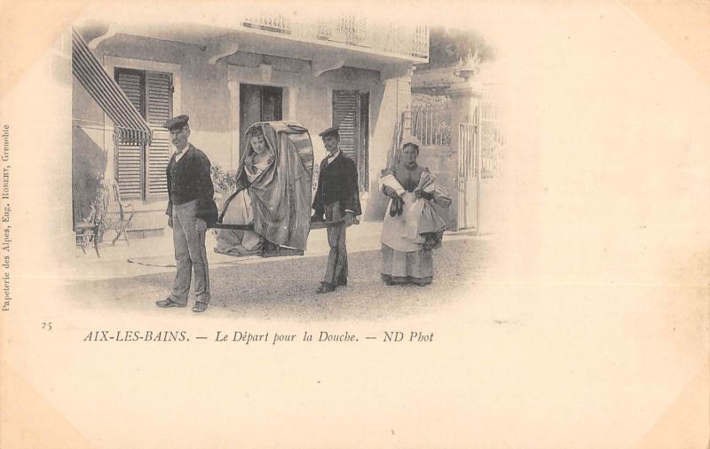 Carte postale ancienne Aix Les Bains - Le Depart Pour La Douche à Aix-les-Bains