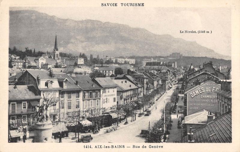 Carte postale ancienne Aix Les Bains - Rue De Geneve à Aix-les-Bains