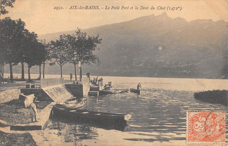 Carte postale ancienne Aix Les Bains - Le Petit Port Et Dent Du Chat à Aix-les-Bains