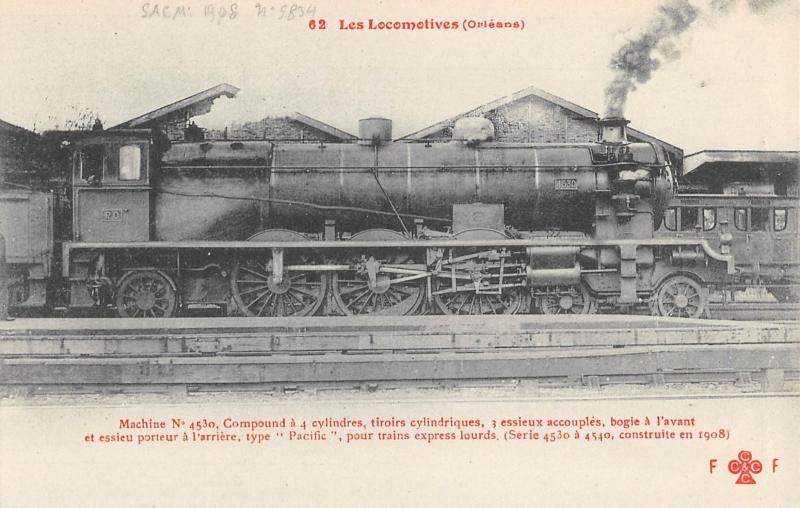 Carte postale ancienne Train - Les Locomotives (Orleans)  - Machine N°4530