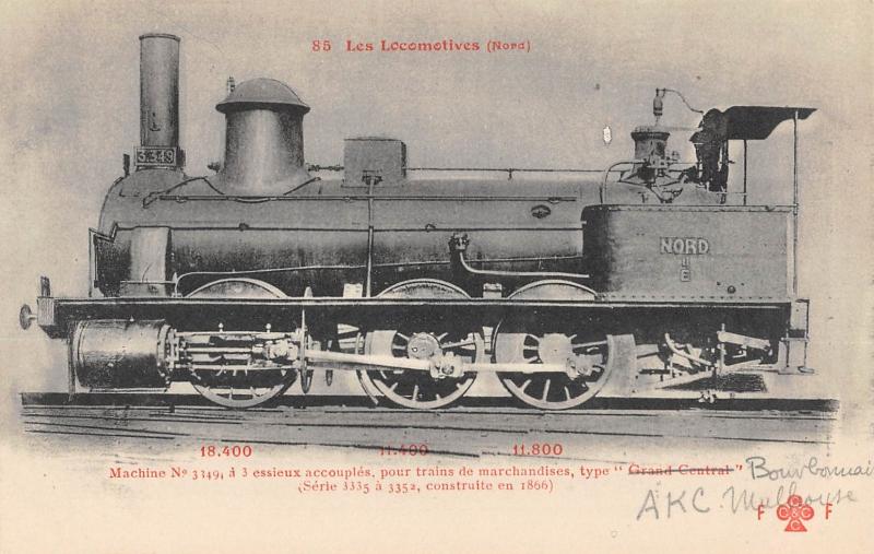 Carte postale ancienne Theme Train - Les Locomotives (Nord)  - Machine N°3349