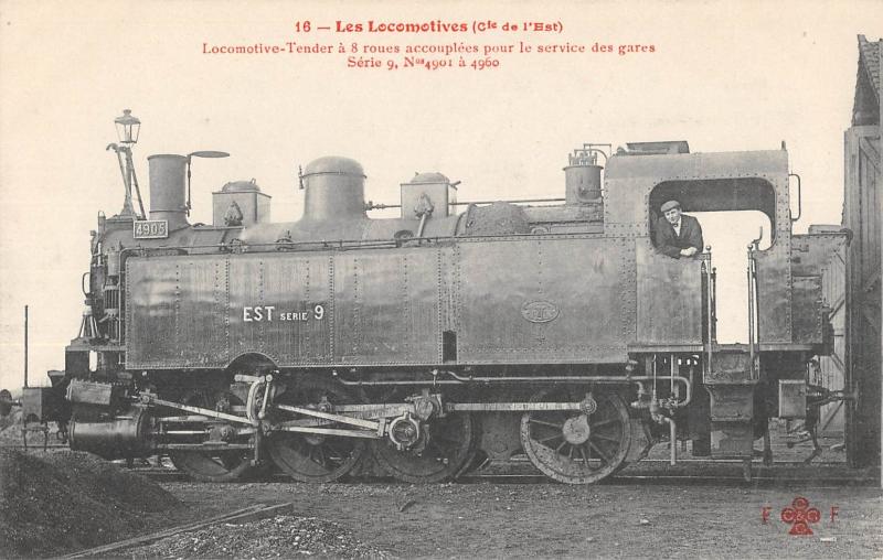 Carte postale ancienne Les Locomotives - Cie De L'Est - Locomotive Tender - Chemin De Fer