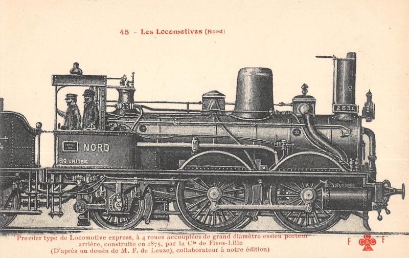 Carte postale ancienne Les Locomotives - Nord - Premier Type De Locomotive Express - Train