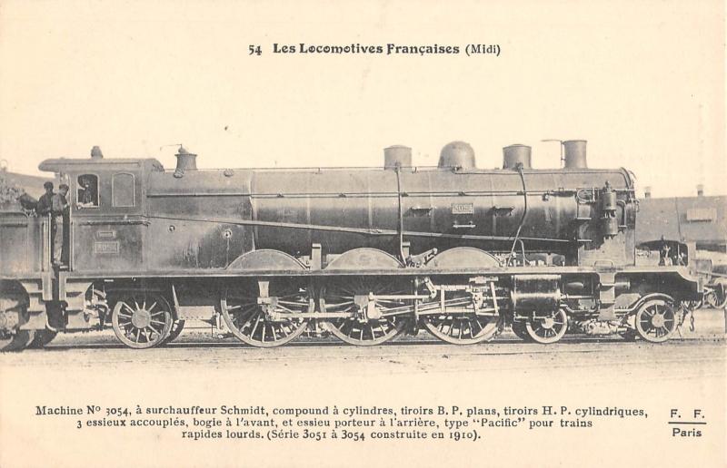 Carte postale ancienne Les Locomotives - Midi - Machine N°3054 - Train - Chemin De Fer