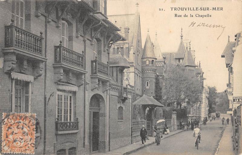 Carte postale ancienne Trouville Sur Mer - Rue De La Chapelle - Cpa Rare - cliché rare à Trouville-sur-Mer