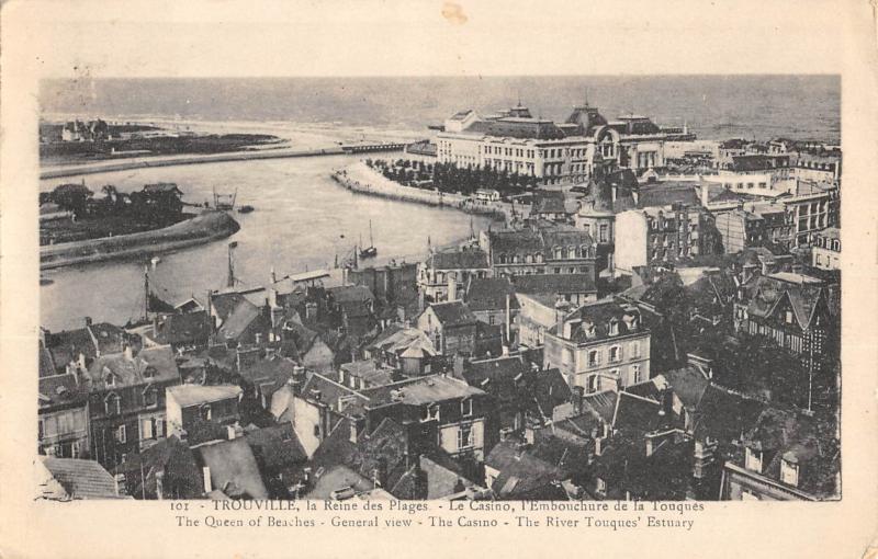 Carte postale ancienne Trouville - Le Casino - L'Embouchure De La Touques à Touques