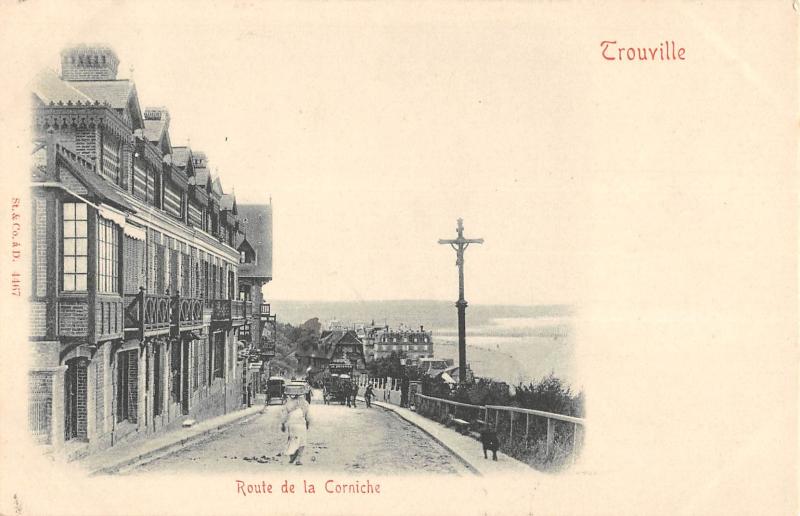 Carte postale ancienne Trouville - Route De La Corniche - Annee 1901