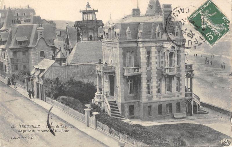 Carte postale ancienne Trouville - Villa De La Plage - Vue Prise De La Route De Honfleur à Honfleur