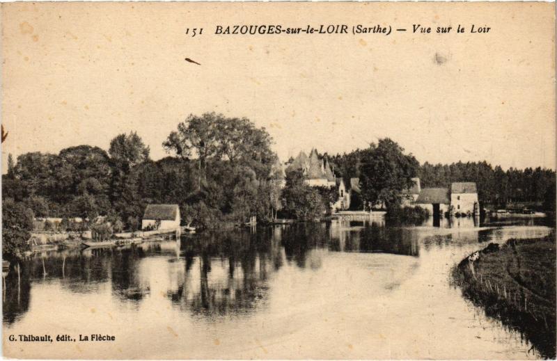 Carte postale ancienne Bazouges vue sur le Loir