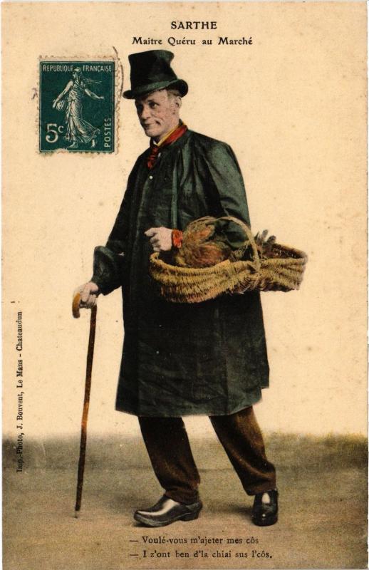 Carte postale ancienne Maitre Queru au marche