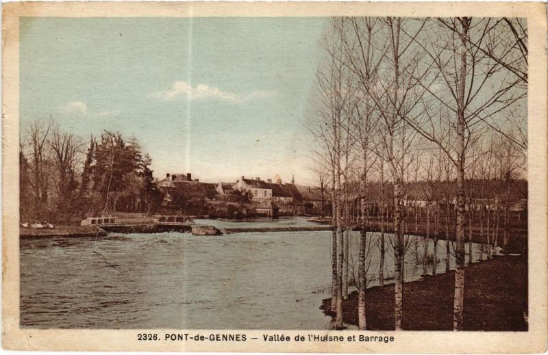 Carte postale ancienne Pont de Gennes vallee de l'Huisne et Barrage